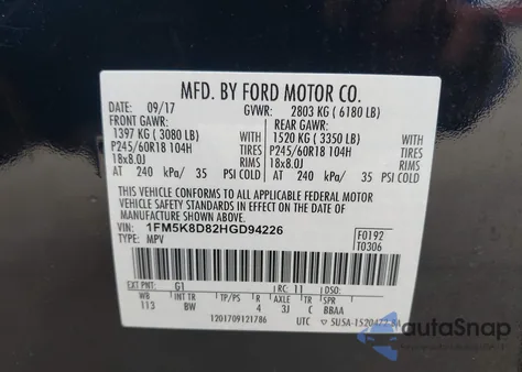 2017 Ford Explorer Xlt z USA, uszkodzony, nr VIN 1FM5K8D82HGD94226